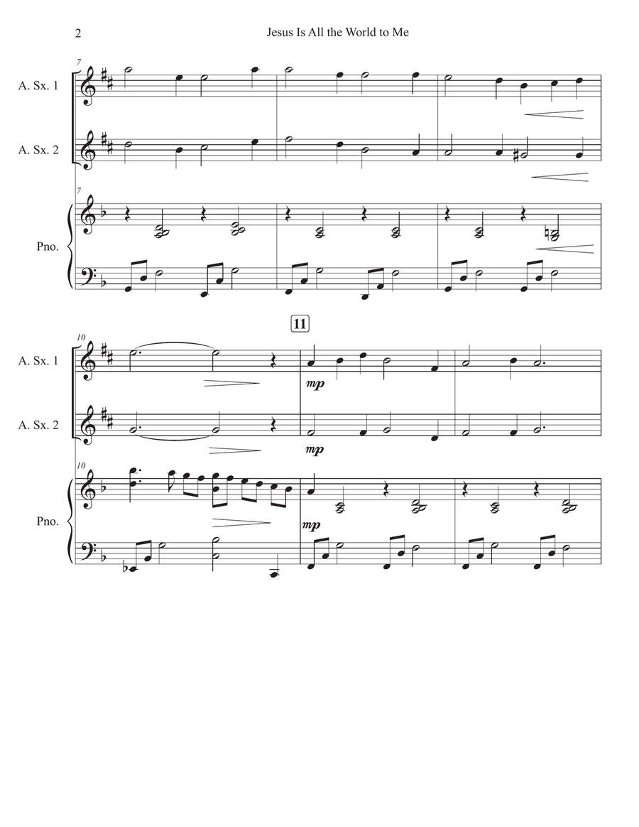 Jesus Is All the World to Me Woodwind Duet scores gallery preview page 2
