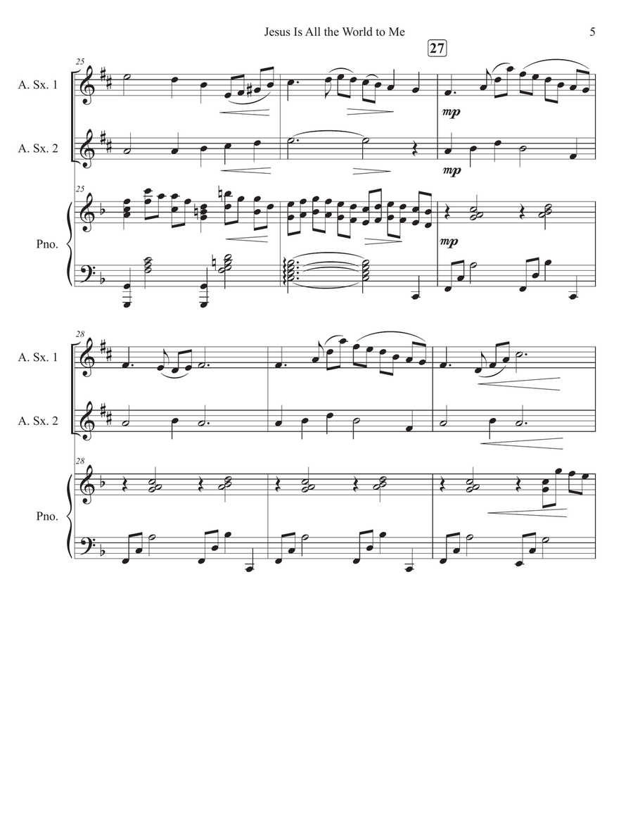 Jesus Is All the World to Me Woodwind Duet scores gallery preview page 5