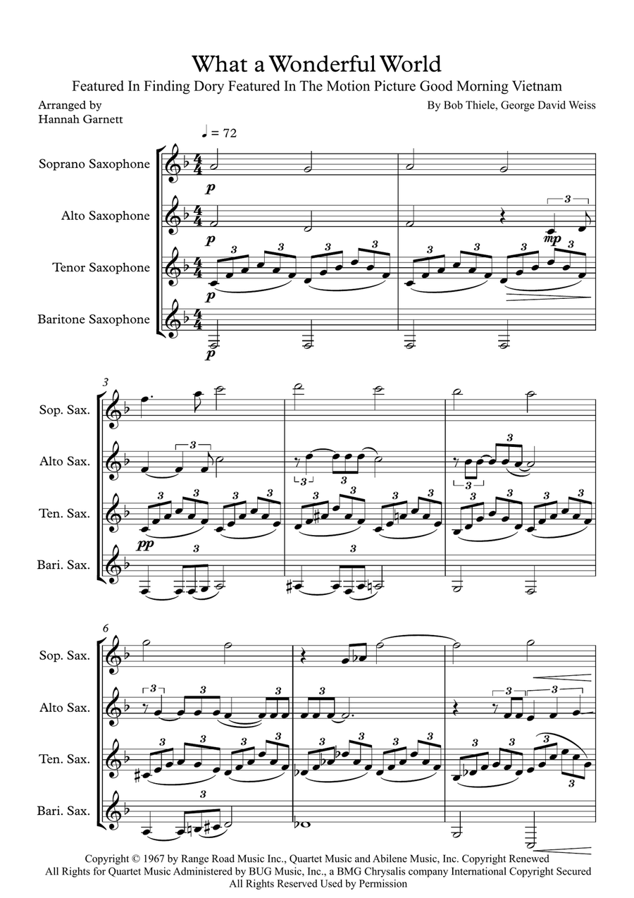 What A Wonderful World What A Wonderful World Saxophone Quartet scores gallery preview page 1