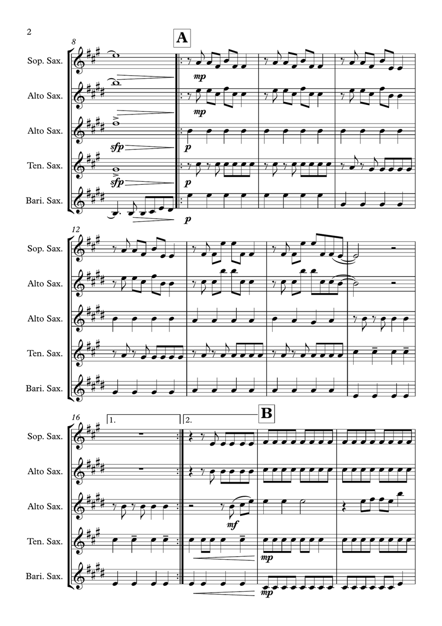 Wings Wings Saxophone Quartet scores gallery preview page 2