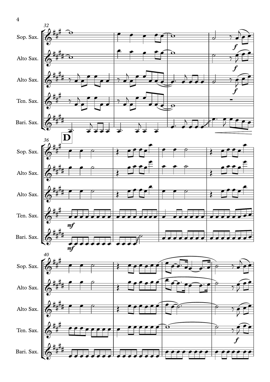 Wings Wings Saxophone Quartet scores gallery preview page 4