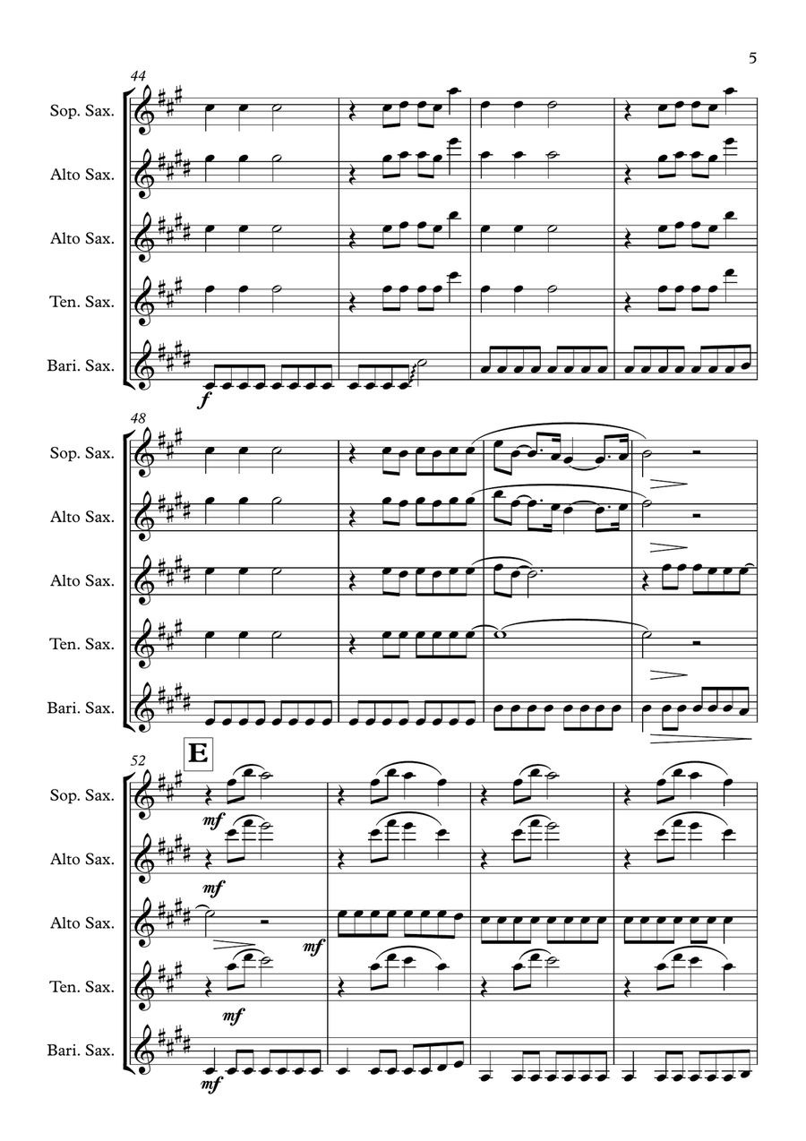 Wings Wings Saxophone Quartet scores gallery preview page 5