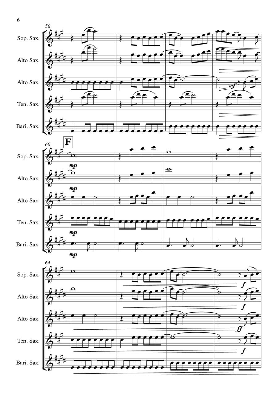 Wings Wings Saxophone Quartet scores gallery preview page 6