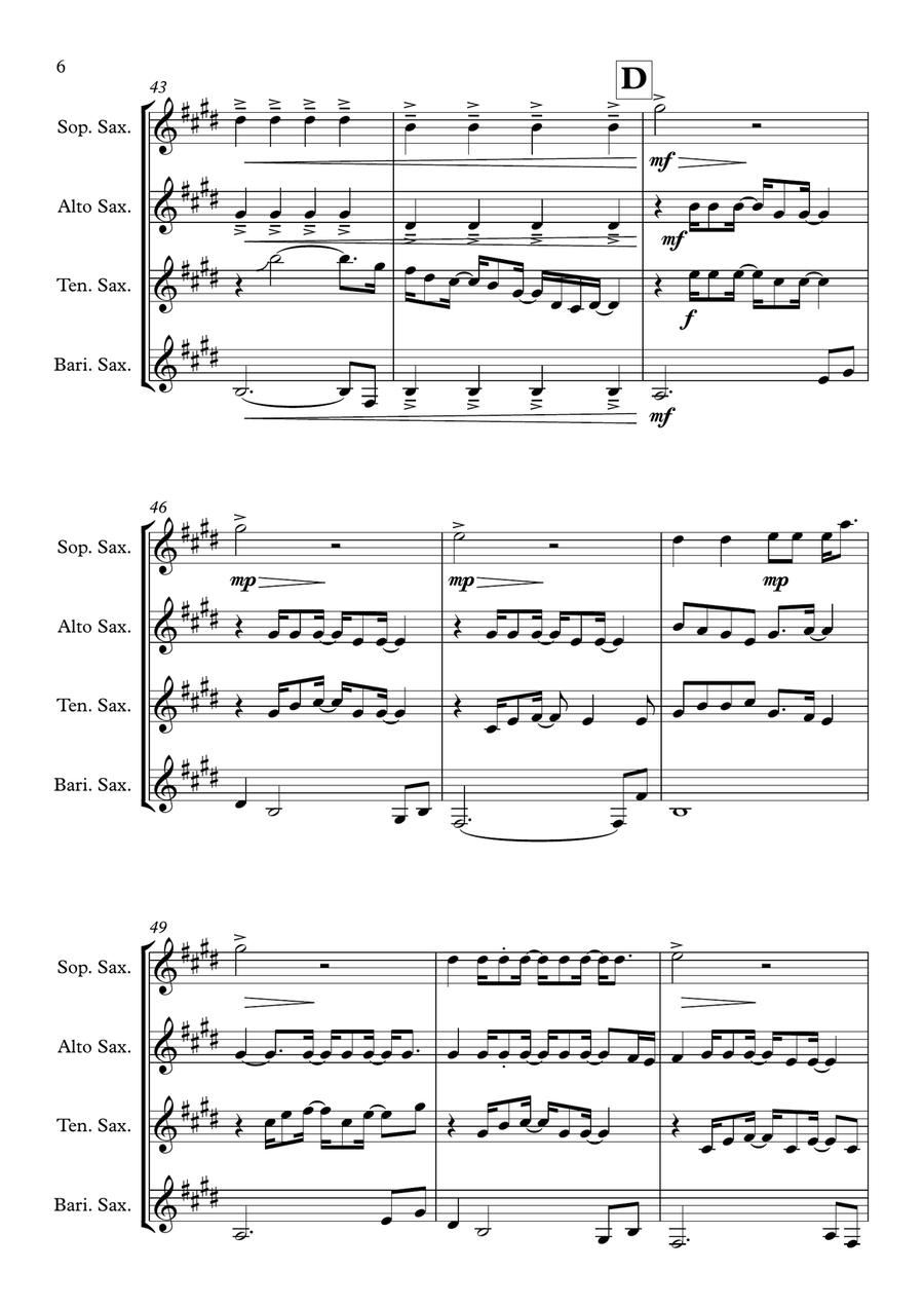 You're The Best Thing You're The Best Thing Saxophone Quartet scores gallery preview page 6