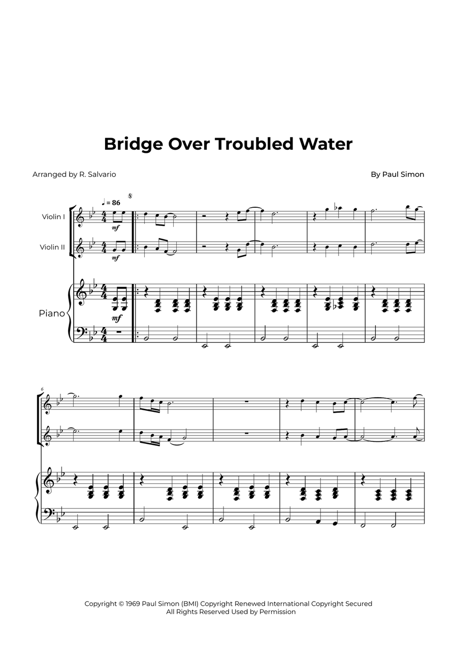 Bridge Over Troubled Water String Duet scores gallery preview page 1