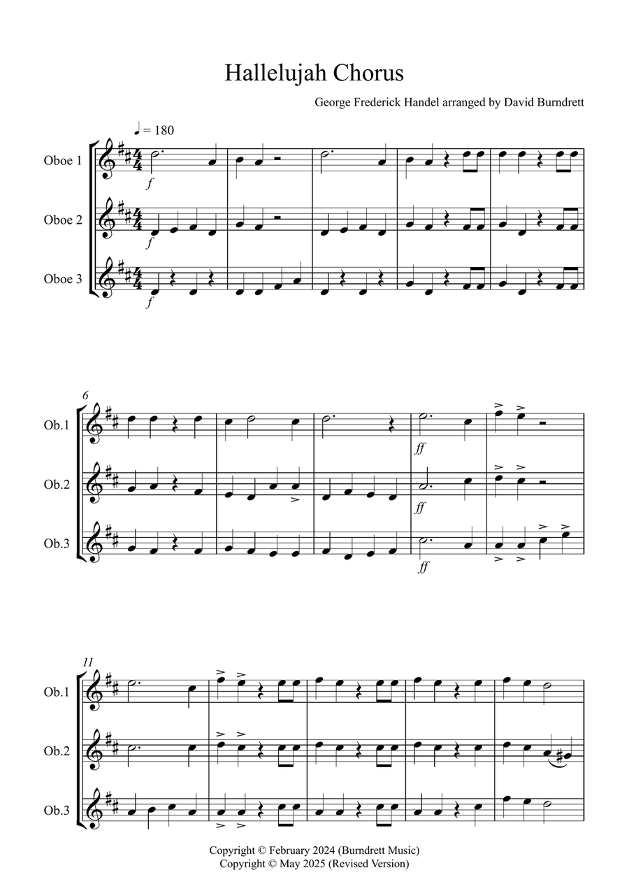Hallelujah Chorus for Oboe Trio Woodwind Trio scores gallery preview page 1