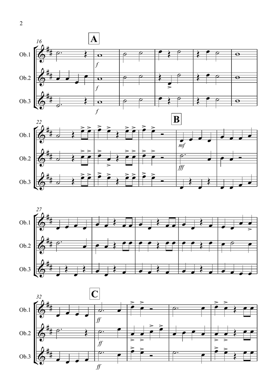Hallelujah Chorus for Oboe Trio Woodwind Trio scores gallery preview page 2