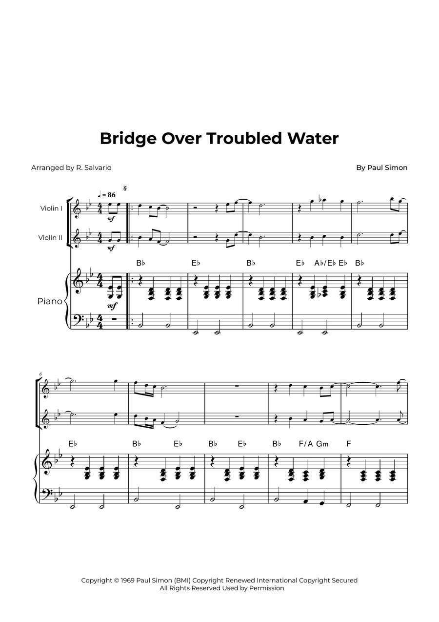 Bridge Over Troubled Water String Duet scores gallery preview page 1