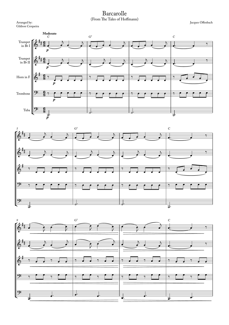 Barcarolle Brass Quintet scores gallery preview page 1