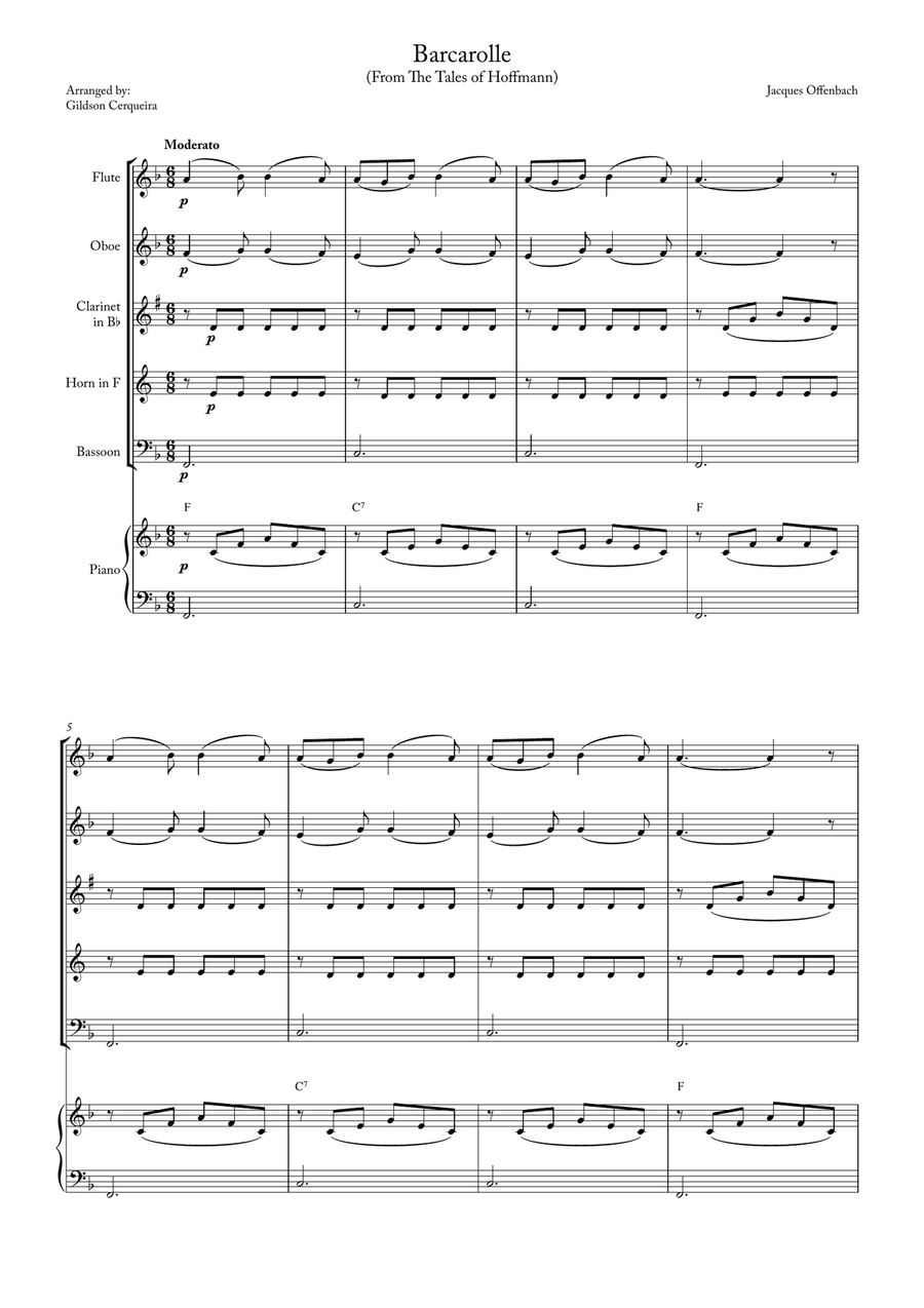 Barcarolle Woodwind Quintet scores gallery preview page 1