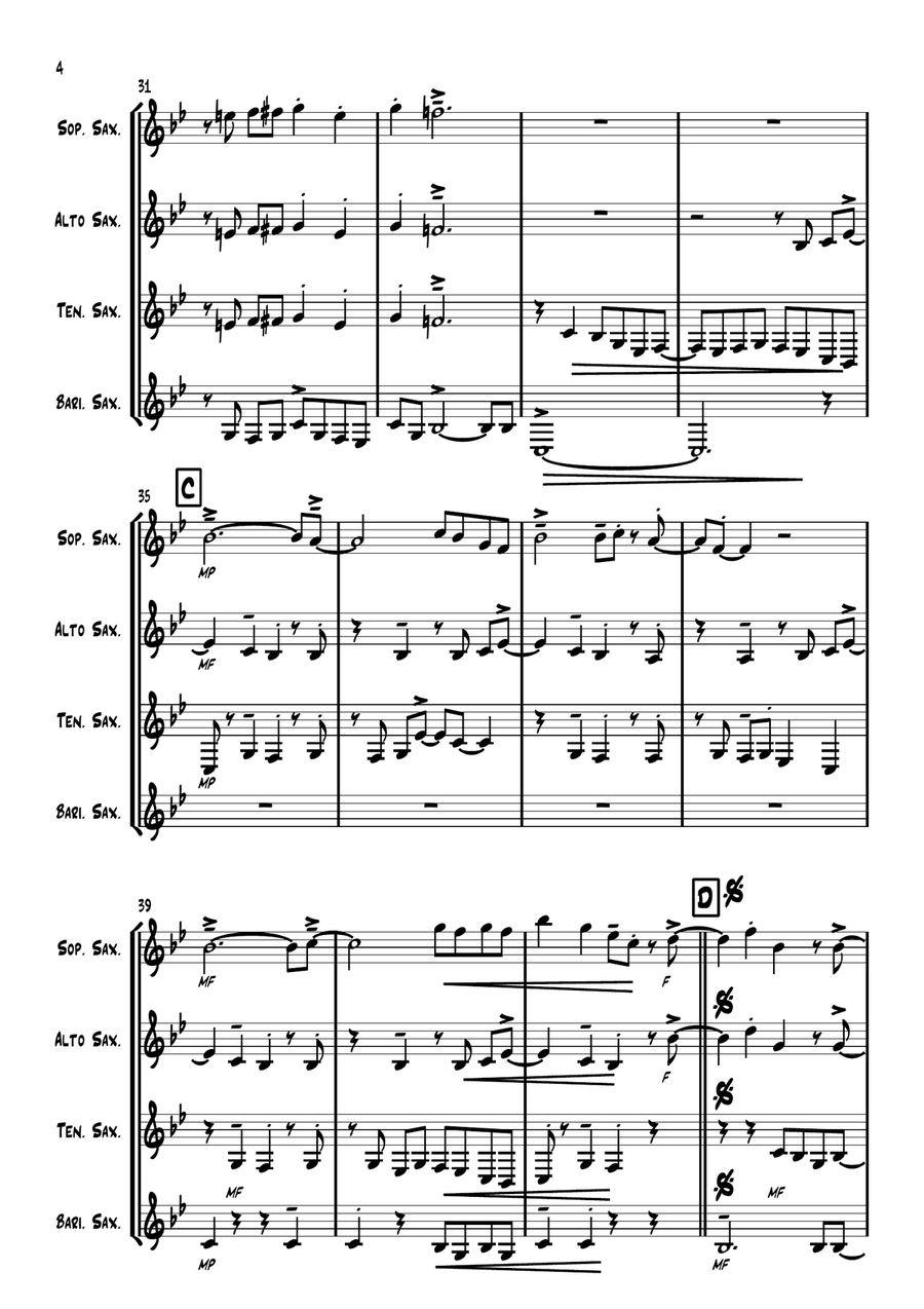 Birdland Birdland Saxophone Quartet scores gallery preview page 4