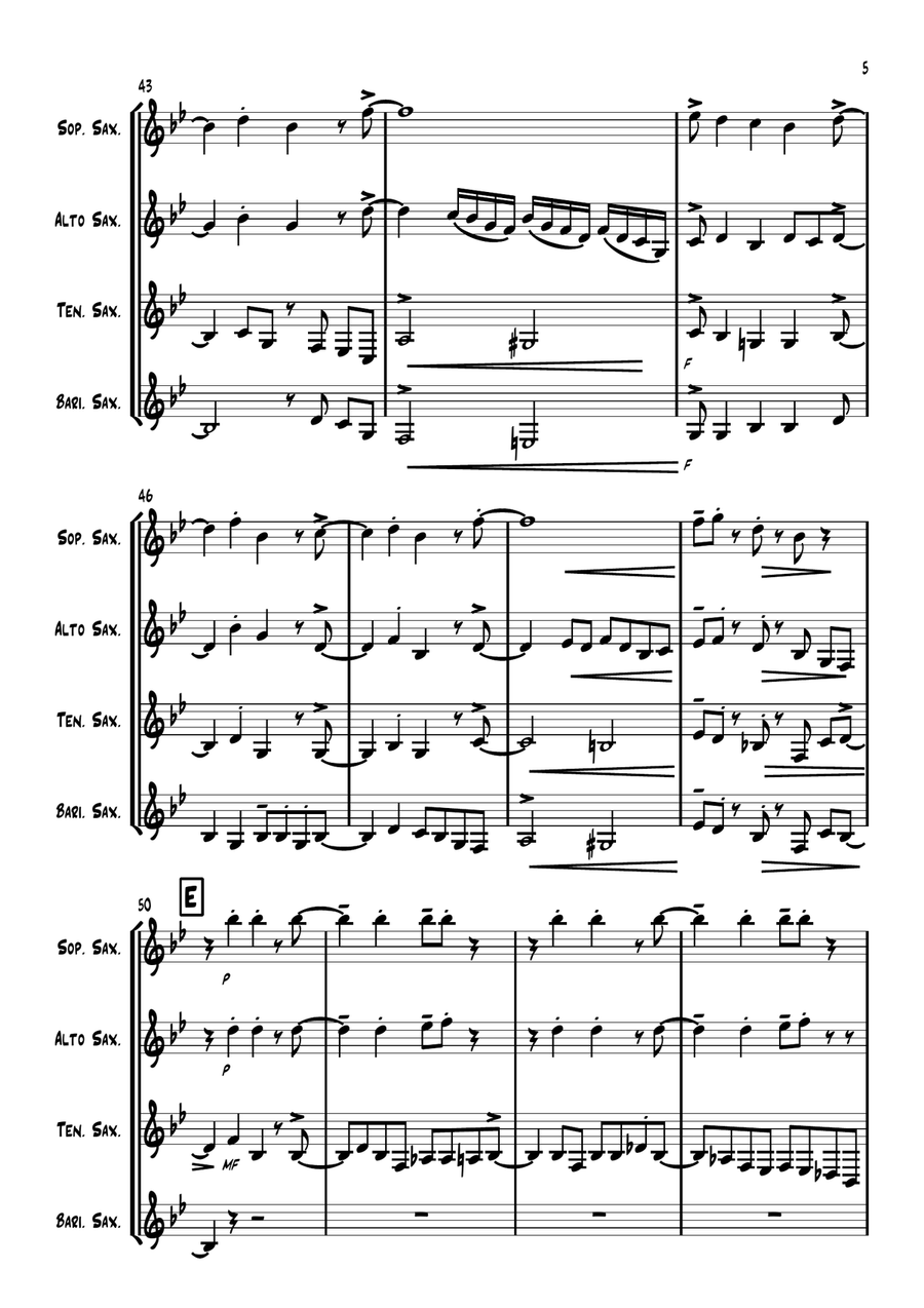 Birdland Birdland Saxophone Quartet scores gallery preview page 5