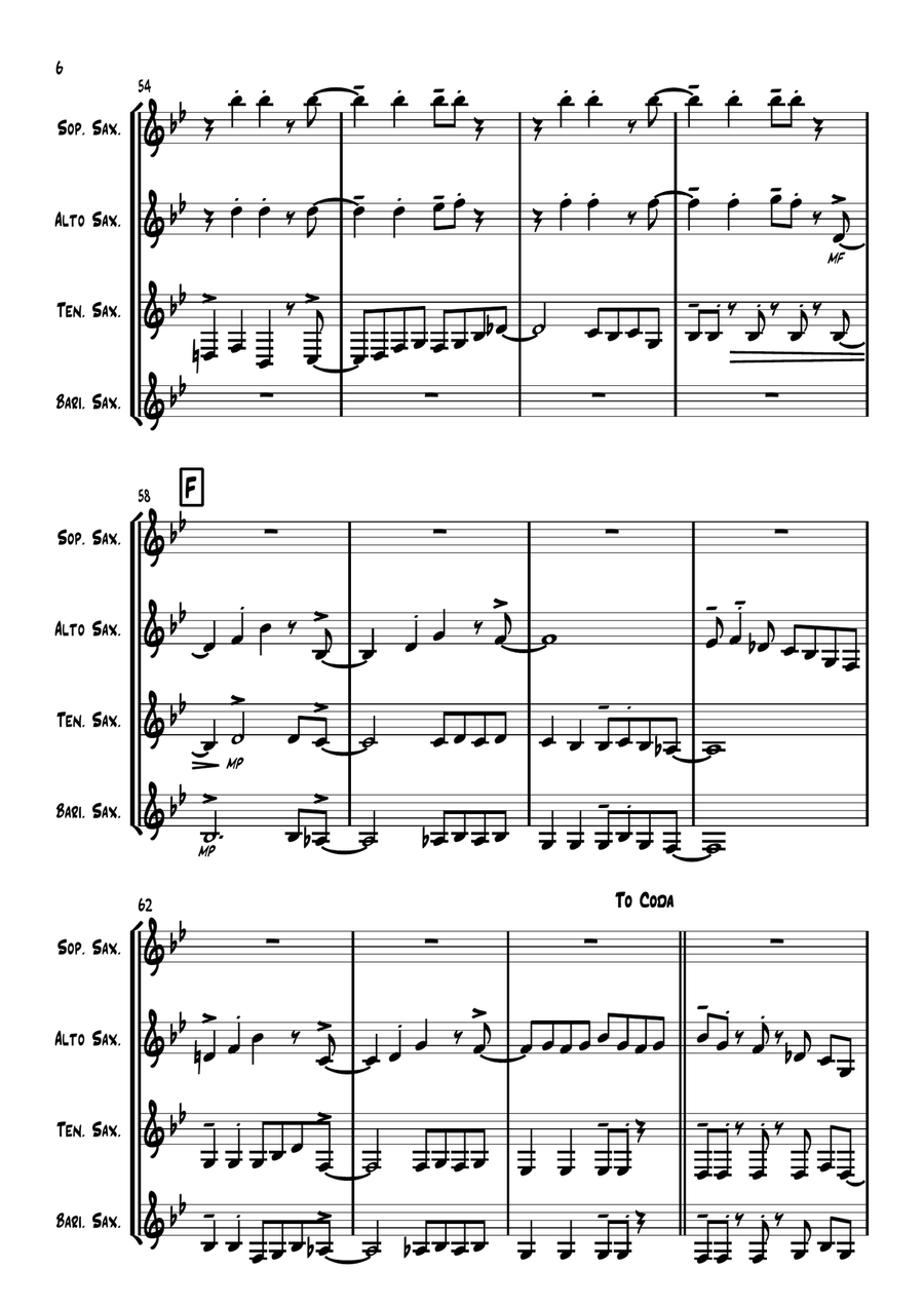 Birdland Birdland Saxophone Quartet scores gallery preview page 6