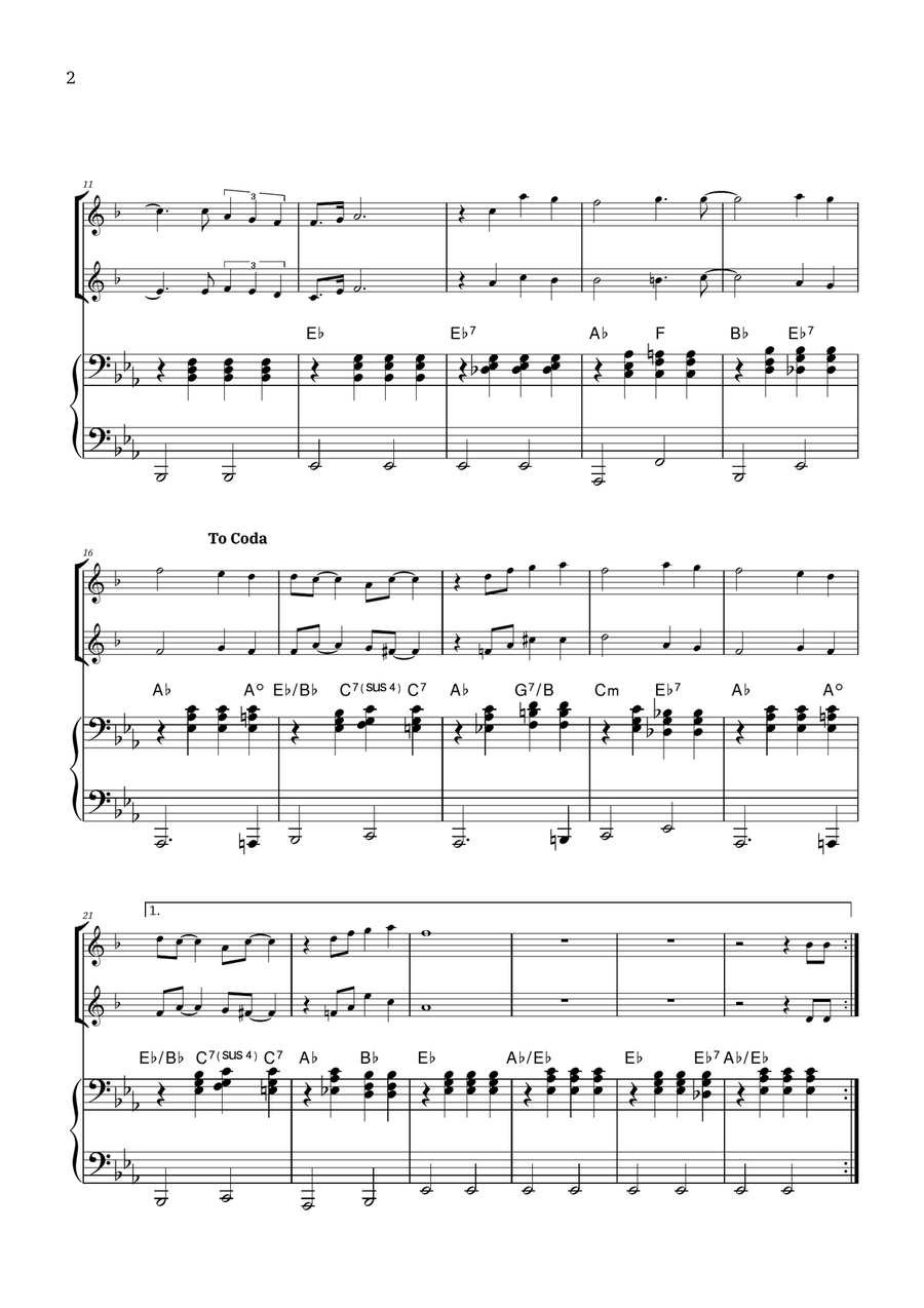 Bridge Over Troubled Water Trumpet Duet scores gallery preview page 2
