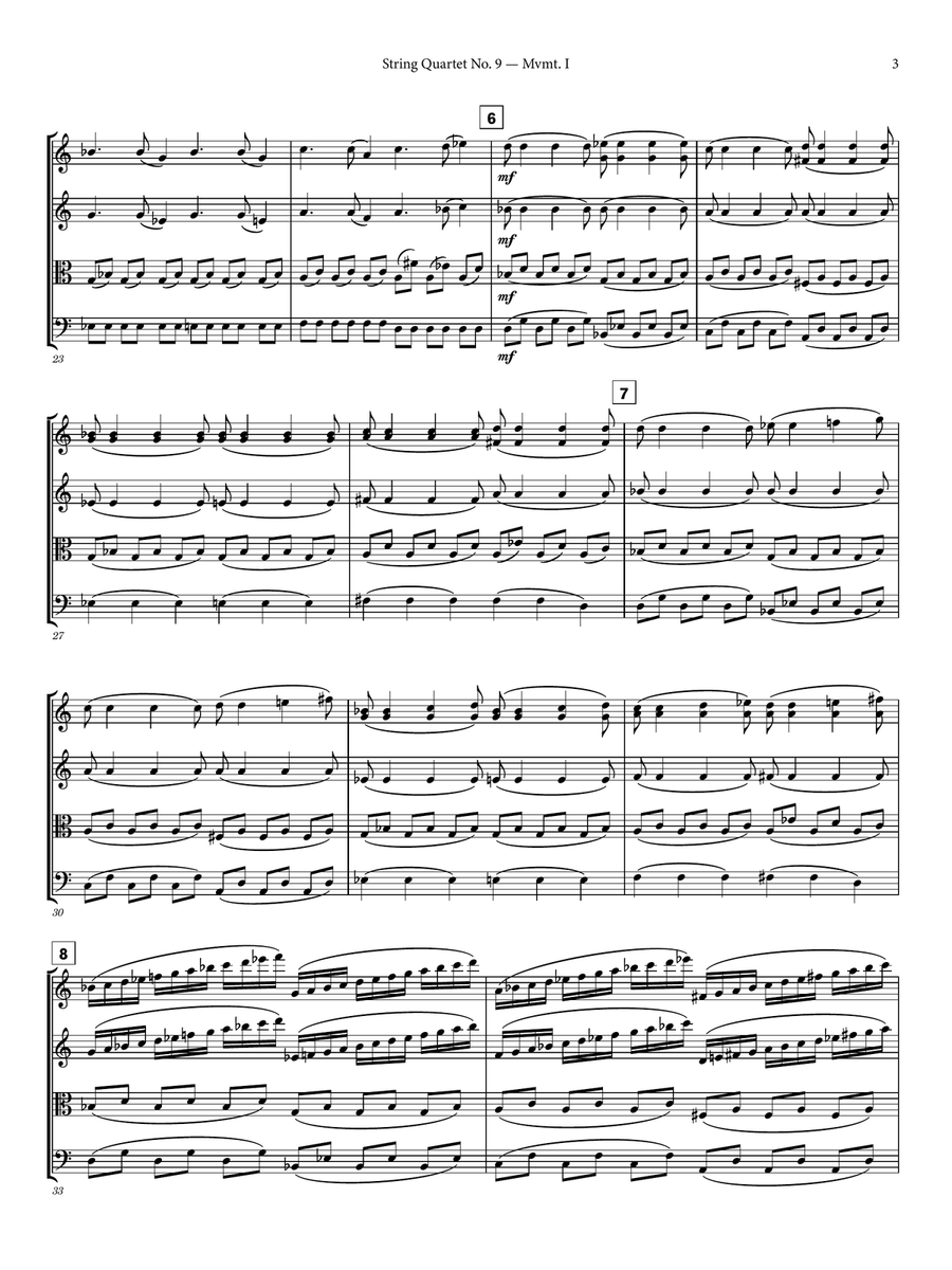 String Quartet No. 9 - Full Score String Quartet scores gallery preview page 3