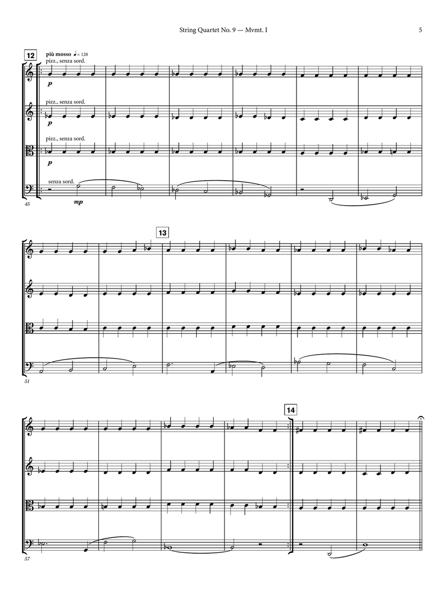 String Quartet No. 9 - Full Score String Quartet scores gallery preview page 5
