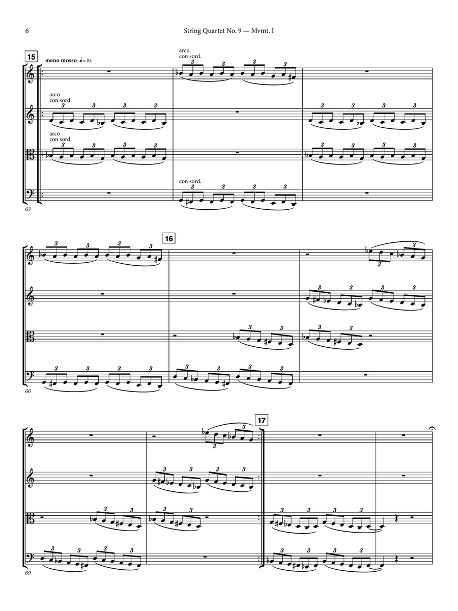 String Quartet No. 9 - Full Score String Quartet scores gallery preview page 6