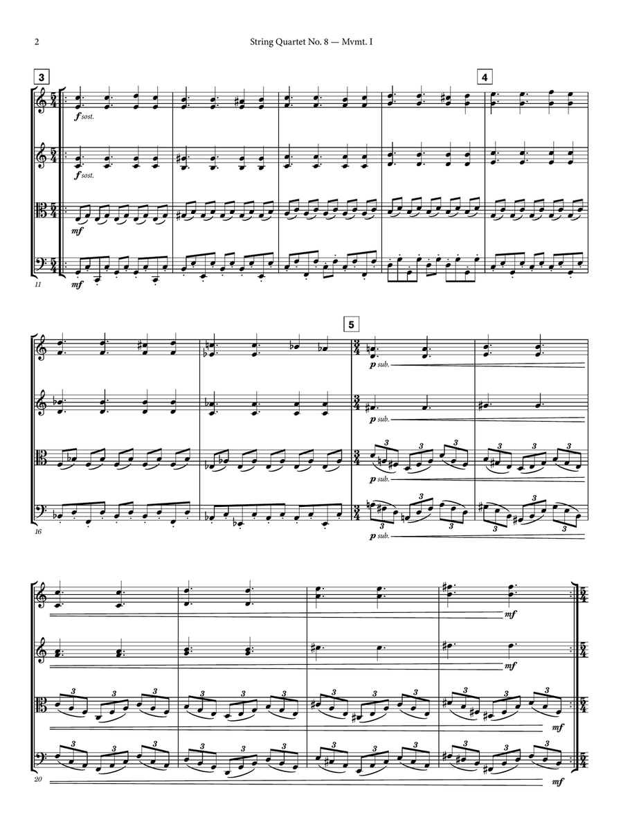 String Quartet No. 8 - Full Score String Quartet scores gallery preview page 2