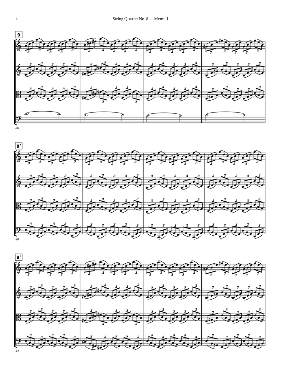 String Quartet No. 8 - Full Score String Quartet scores gallery preview page 4