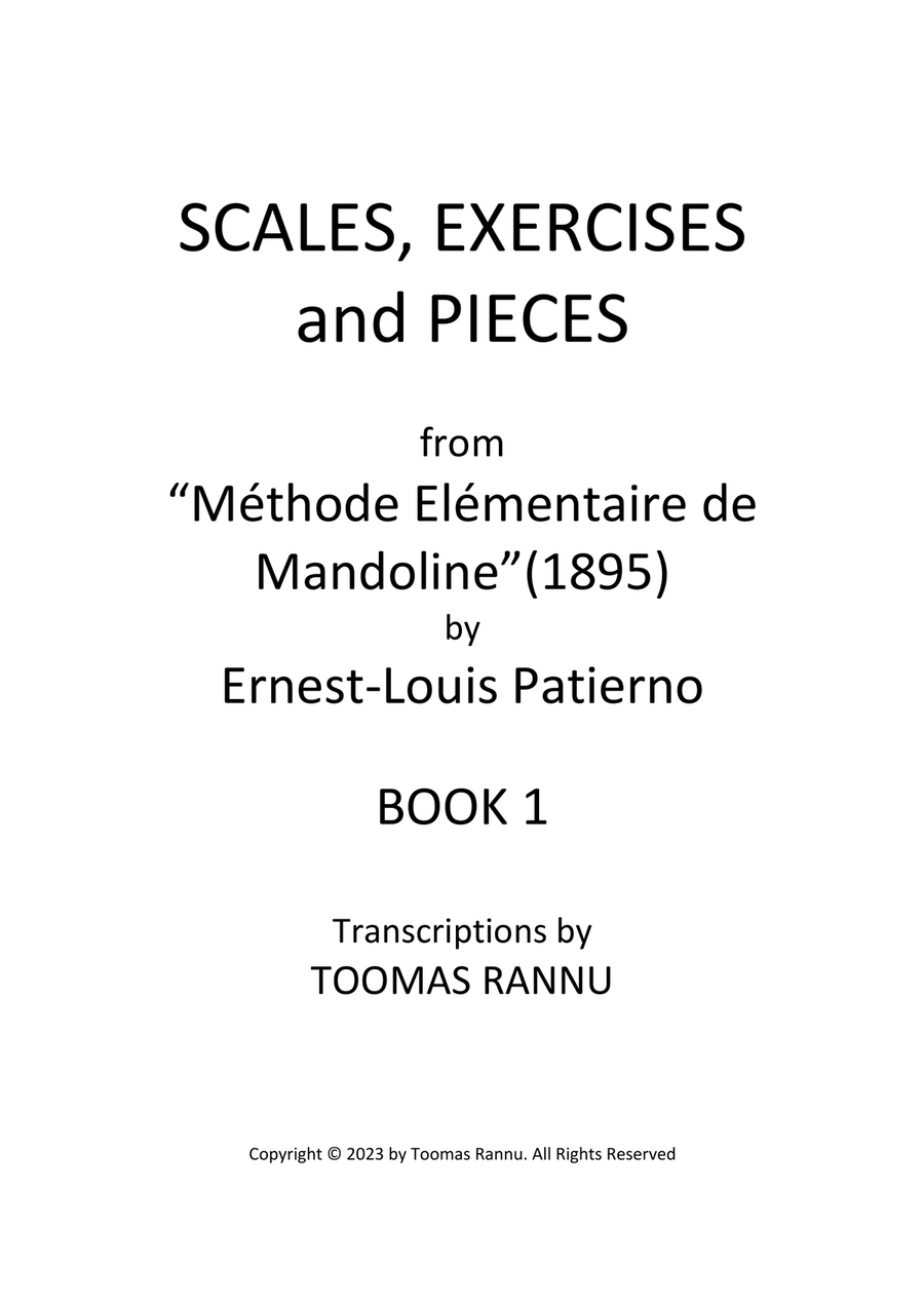 SCALES, EXERCISES AND PIECES from “Méthode Elémentaire de Mandoline” (1895) Book #1 Mandolin scores gallery preview page 1