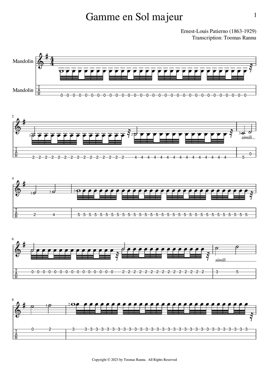 SCALES, EXERCISES AND PIECES from “Méthode Elémentaire de Mandoline” (1895) Book #1 Mandolin scores gallery preview page 4