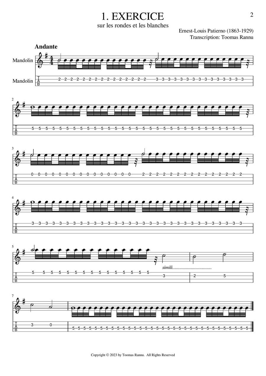 SCALES, EXERCISES AND PIECES from “Méthode Elémentaire de Mandoline” (1895) Book #1 Mandolin scores gallery preview page 6