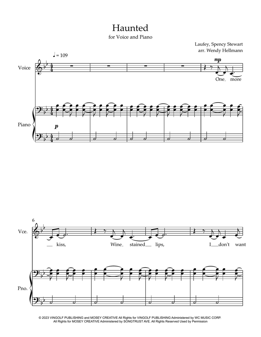 Haunted Piano, Vocal scores gallery preview page 1