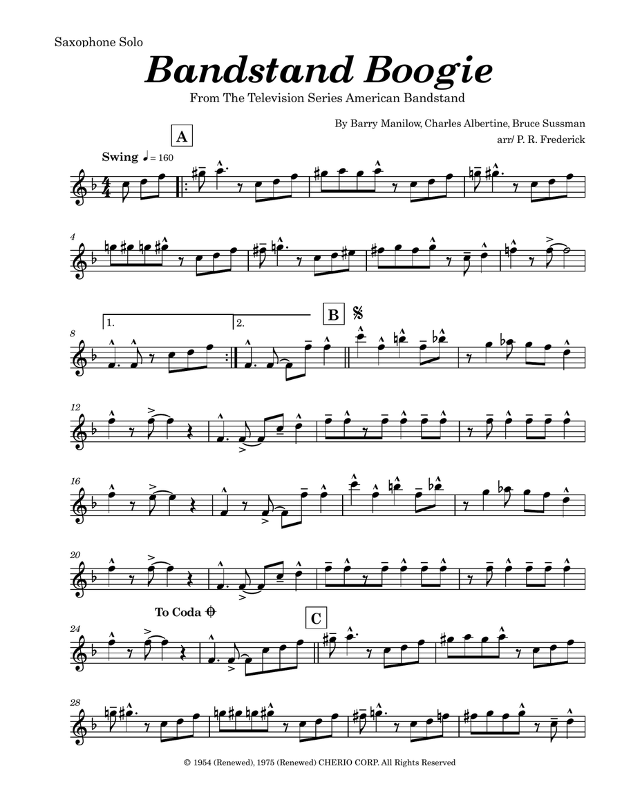 Bandstand Boogie Bandstand Boogie Saxophone scores gallery preview page 1
