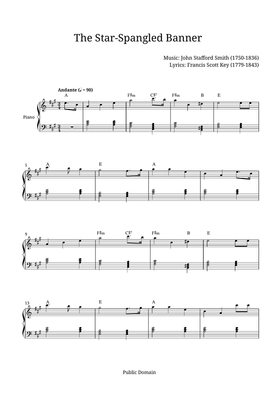 The Star-Spangled Banner Piano Solo scores gallery preview page 1