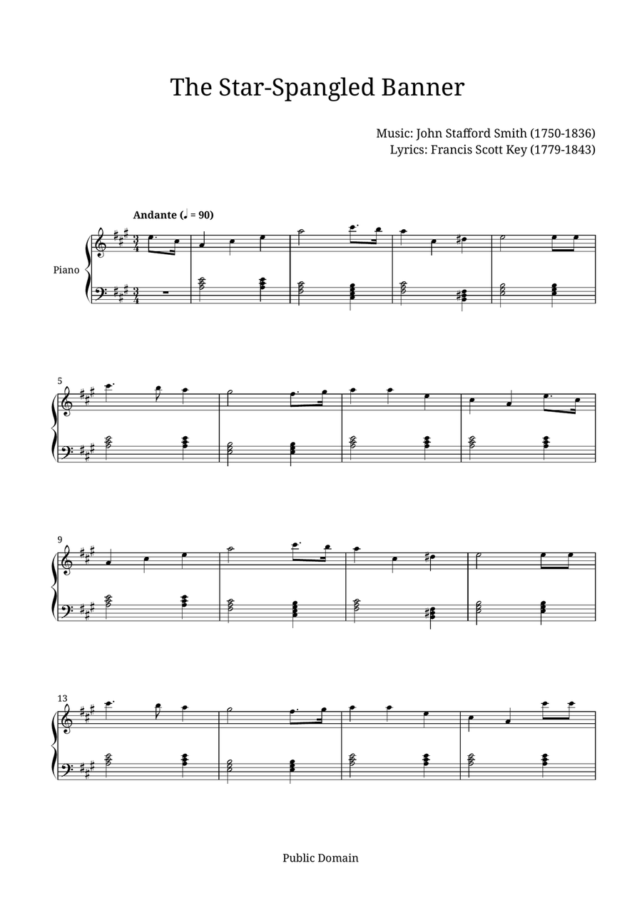 The Star-Spangled Banner Piano Solo scores gallery preview page 1