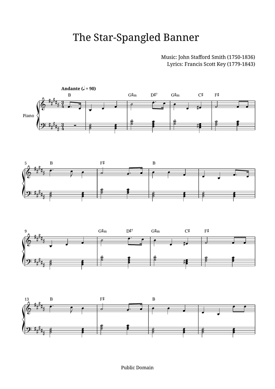 The Star-Spangled Banner Piano Solo scores gallery preview page 1