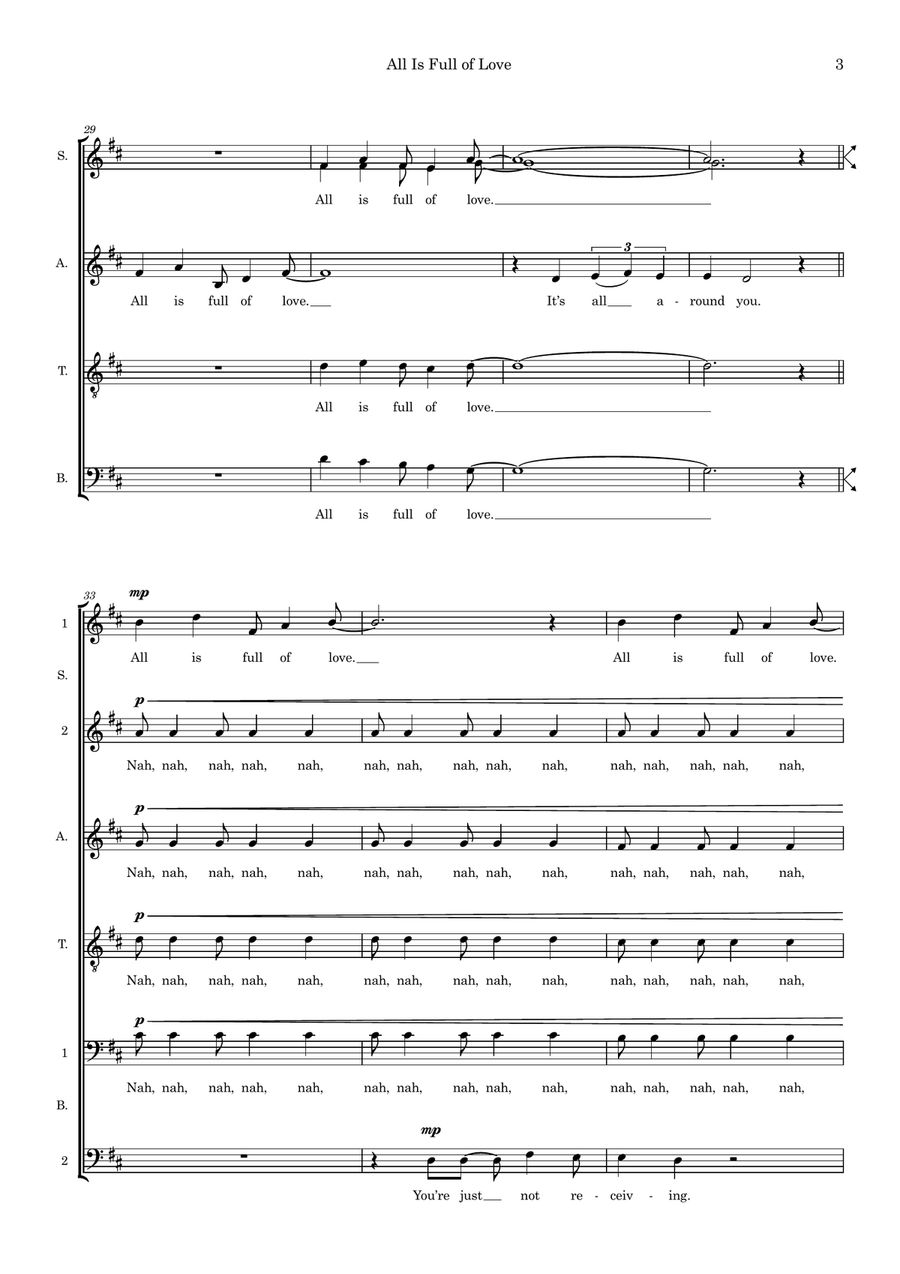 All Is Full Of Love (arr. Ben See) 4-Part scores gallery preview page 3