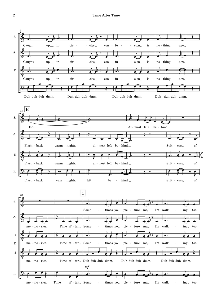 Time After Time (arr. Abi Moore) SATTB scores gallery preview page 2