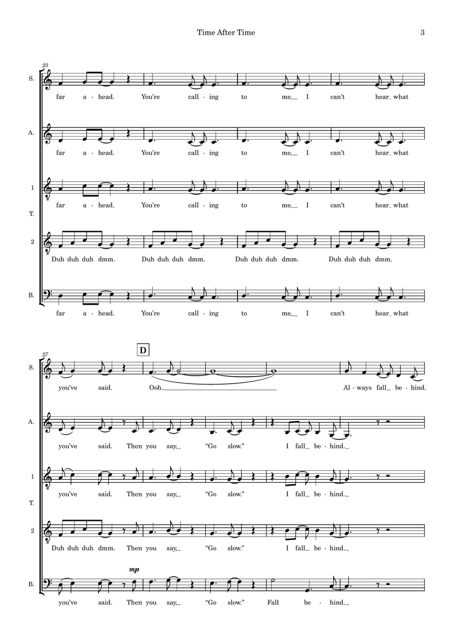 Time After Time (arr. Abi Moore) SATTB scores gallery preview page 3