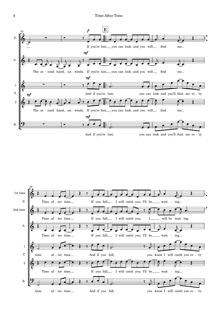 Time After Time (arr. Abi Moore) SATTB scores gallery preview page 4