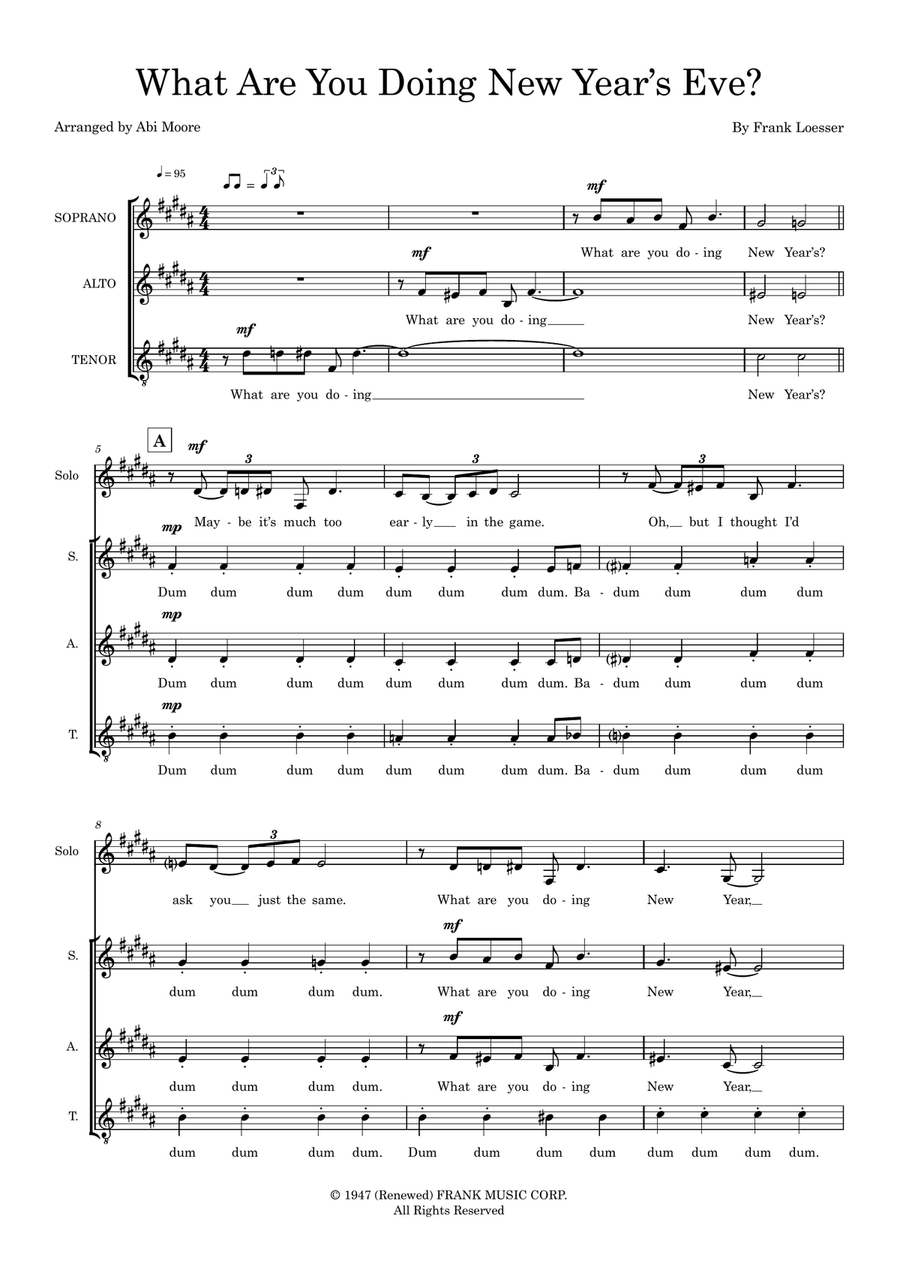 What Are You Doing New Years Eve (arr. Abi Moore) Choir scores gallery preview page 1