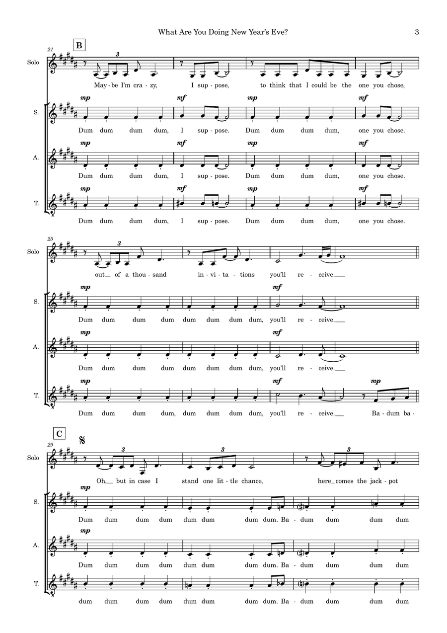 What Are You Doing New Years Eve (arr. Abi Moore) Choir scores gallery preview page 3