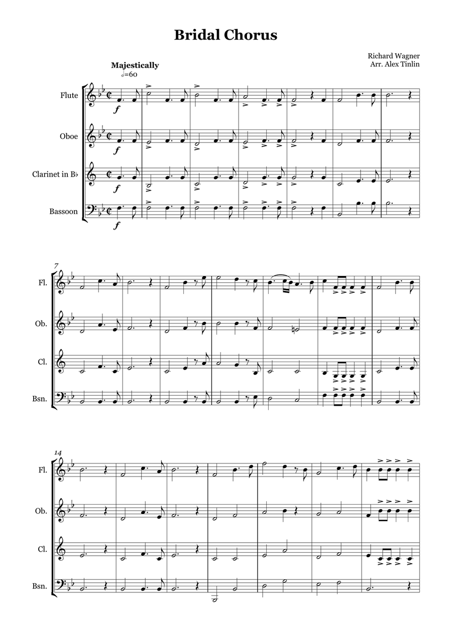 Bridal Chorus Bridal Chorus Woodwind Quartet scores gallery preview page 2