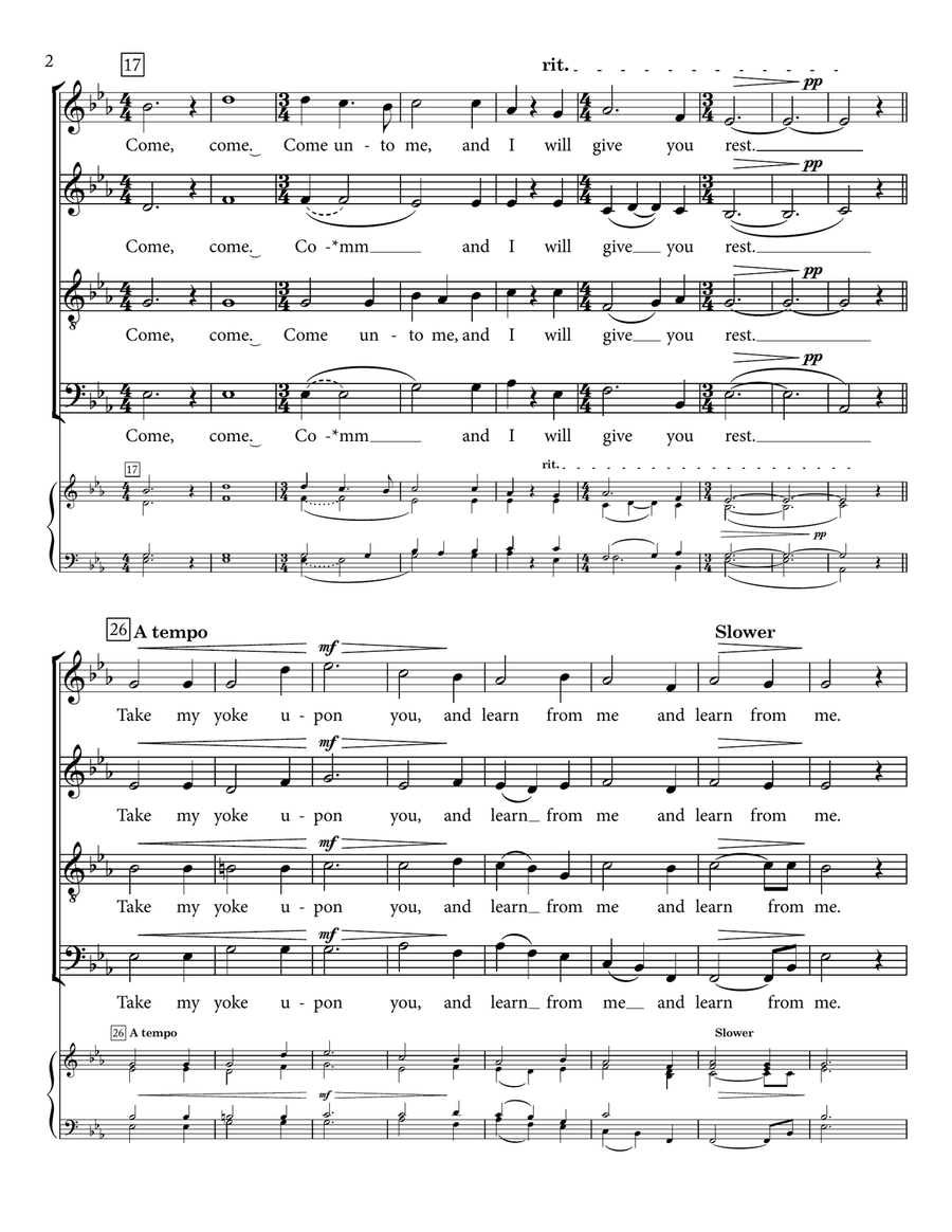 Come Unto Me 4-Part scores gallery preview page 4