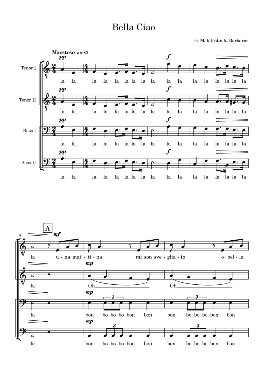 Bella Ciao Bella Ciao TTBB scores gallery preview page 1