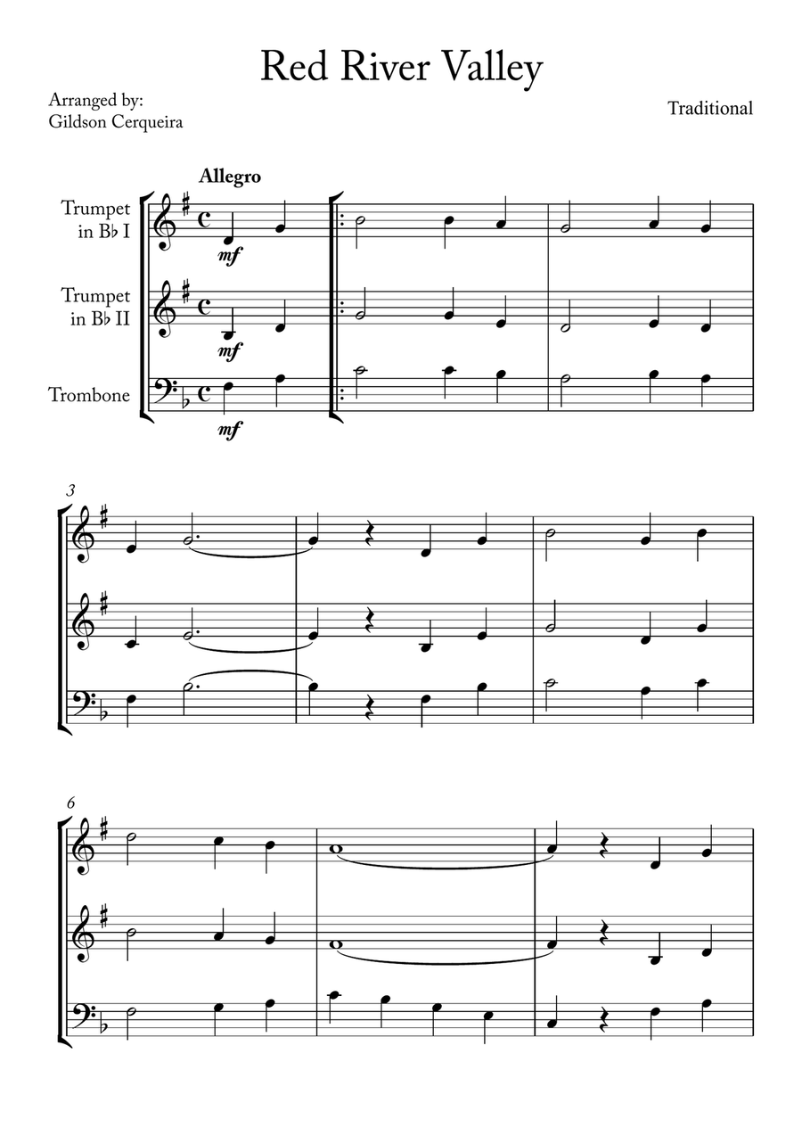 Red River Valley Red River Valley Brass Ensemble scores gallery preview page 1