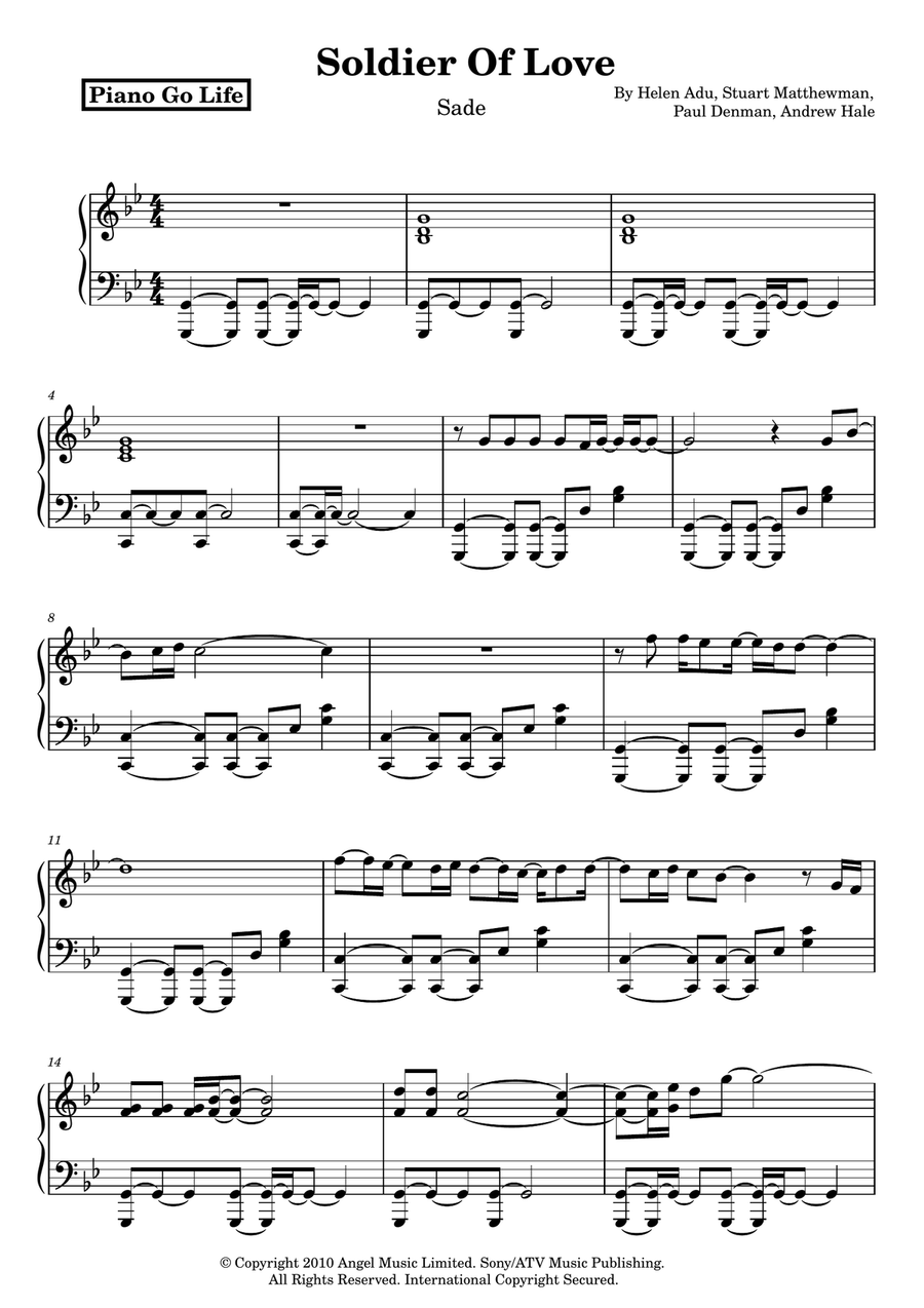 Soldier Of Love Soldier Of Love Piano Solo scores gallery preview page 1