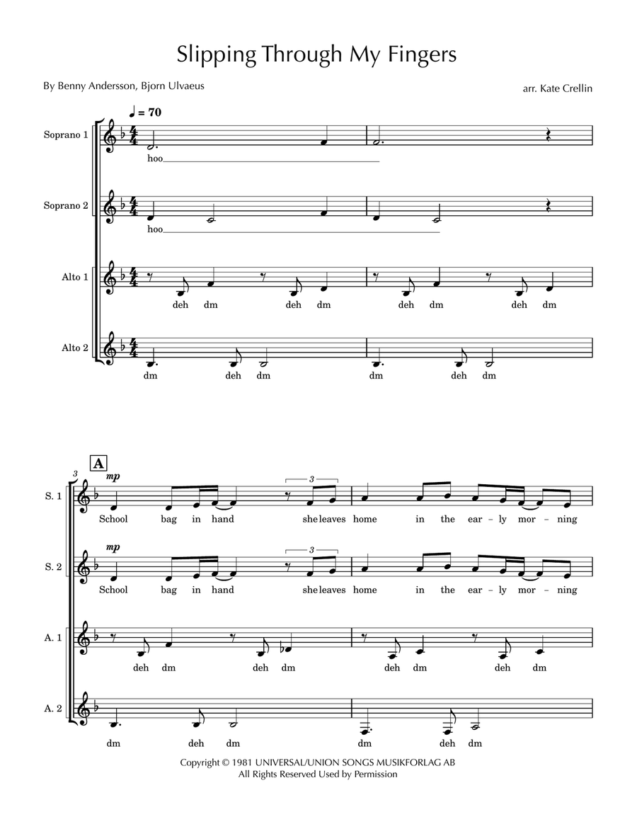 Slipping Through My Fingers SSAA scores gallery preview page 1