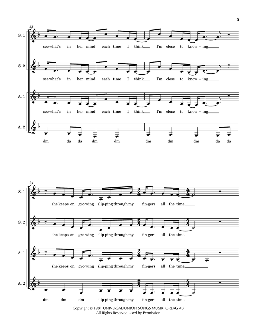 Slipping Through My Fingers SSAA scores gallery preview page 5