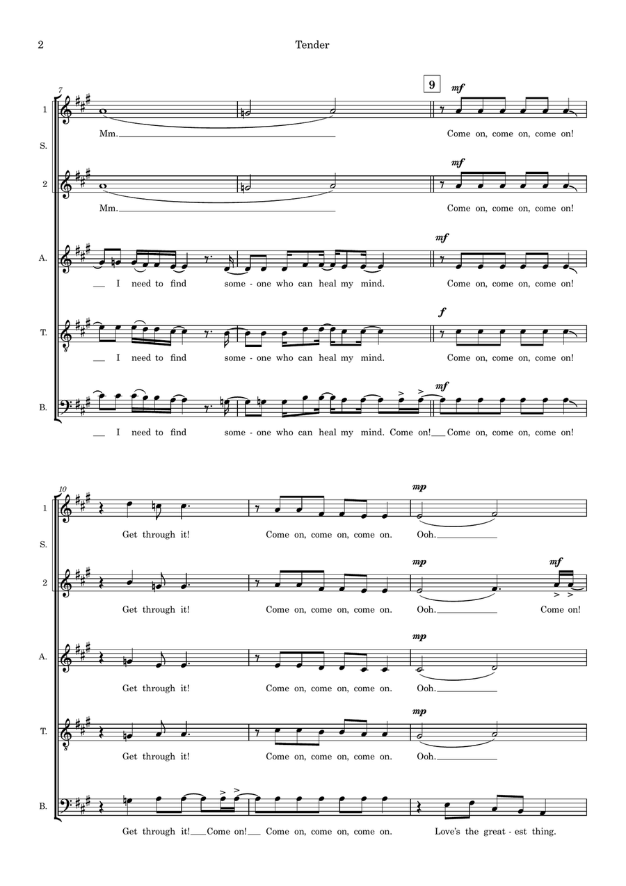 Tender (arr. Abi Moore) Tender (arr. Abi Moore) Choir scores gallery preview page 2