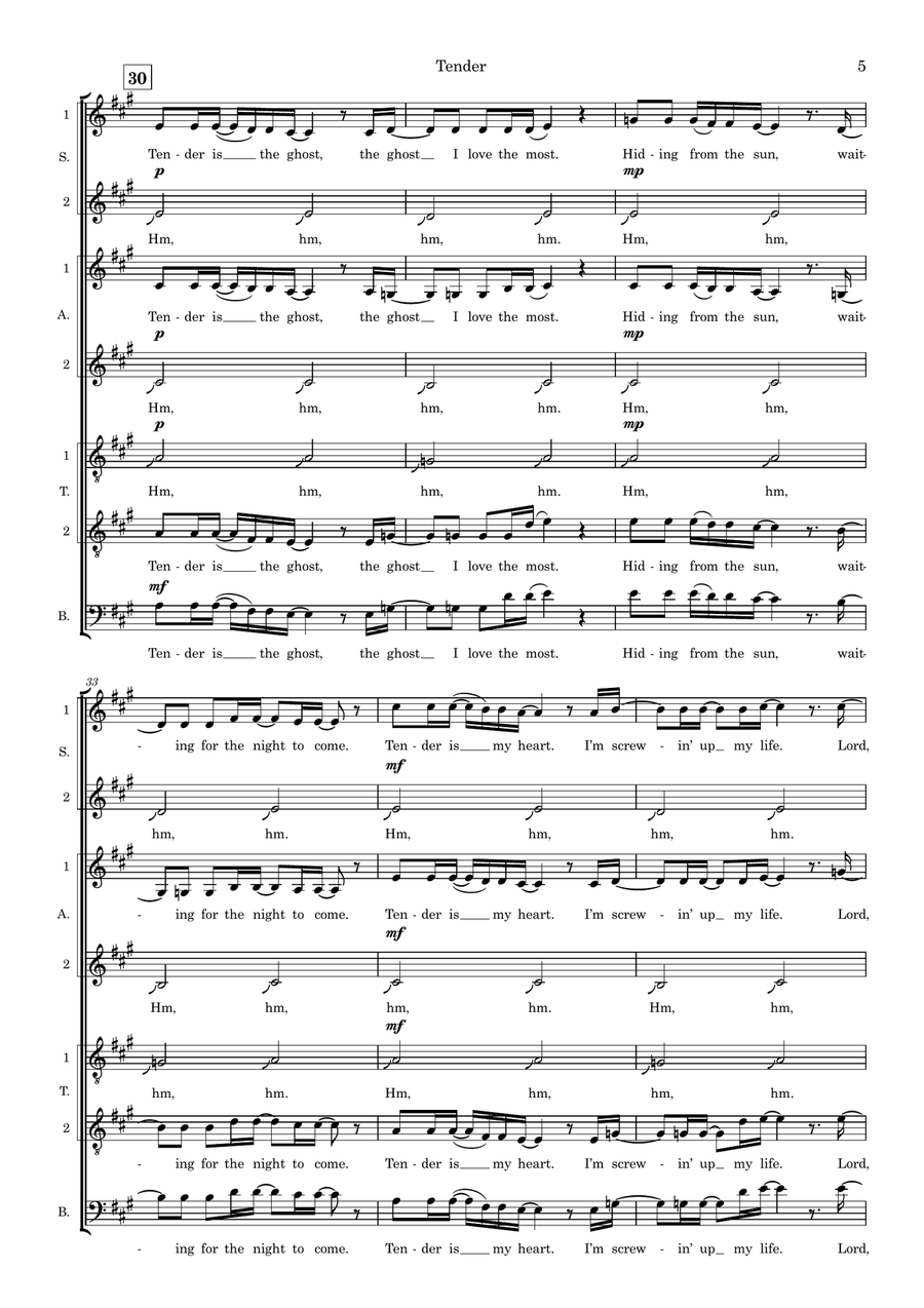 Tender (arr. Abi Moore) Tender (arr. Abi Moore) Choir scores gallery preview page 5