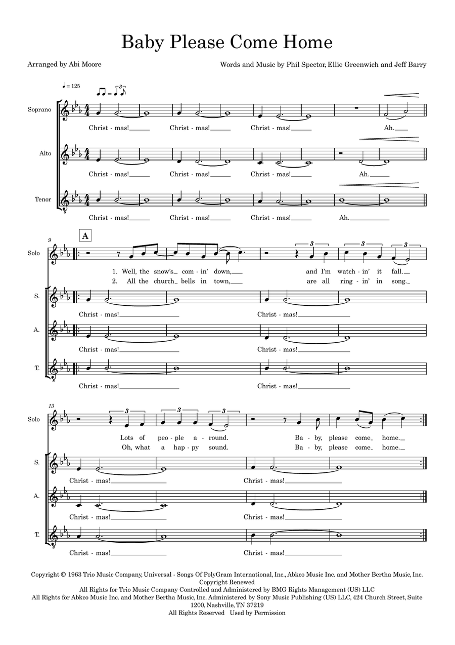 Baby Please Come Home (arr. Abi Moore) SAT scores gallery preview page 1