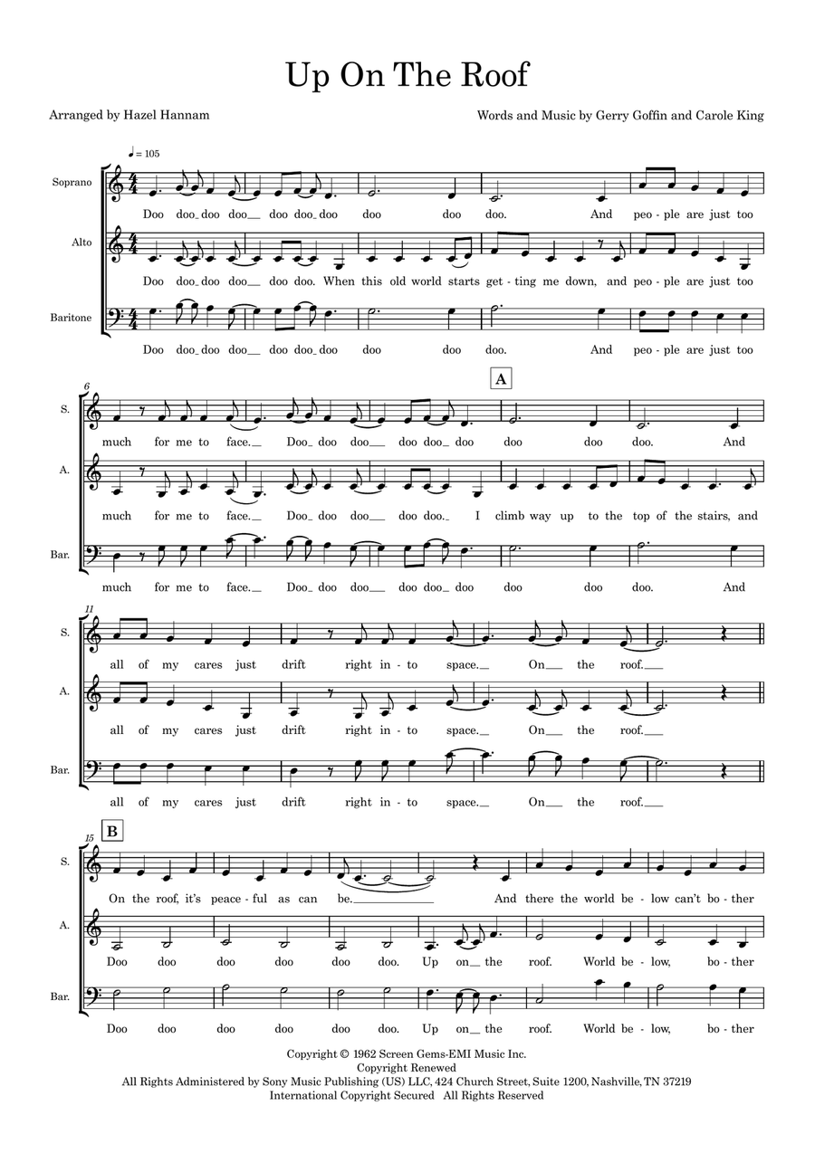 Up On The Roof (arr. Hazel Hannam) 3-Part scores gallery preview page 1