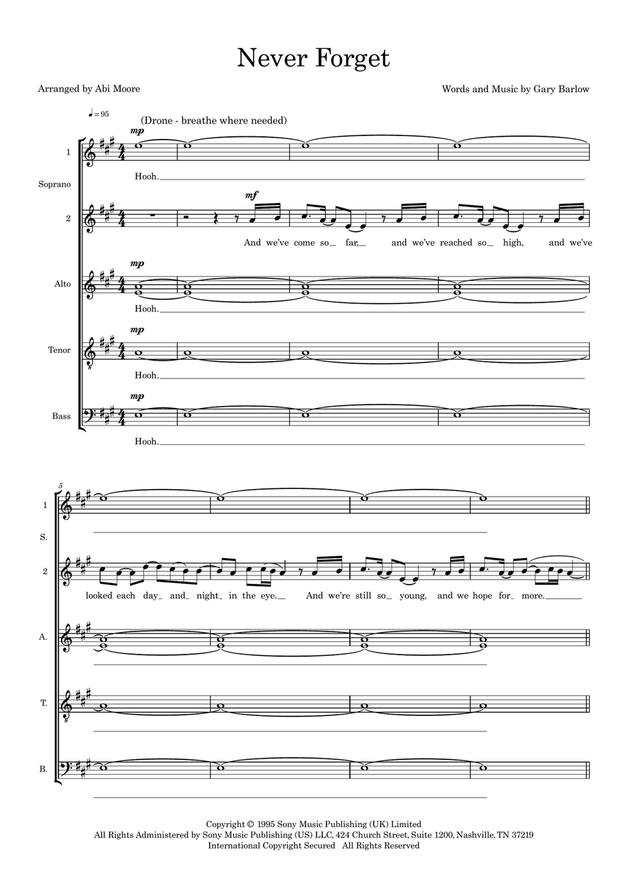 Never Forget (arr. Abi Moore) Choir scores gallery preview page 1