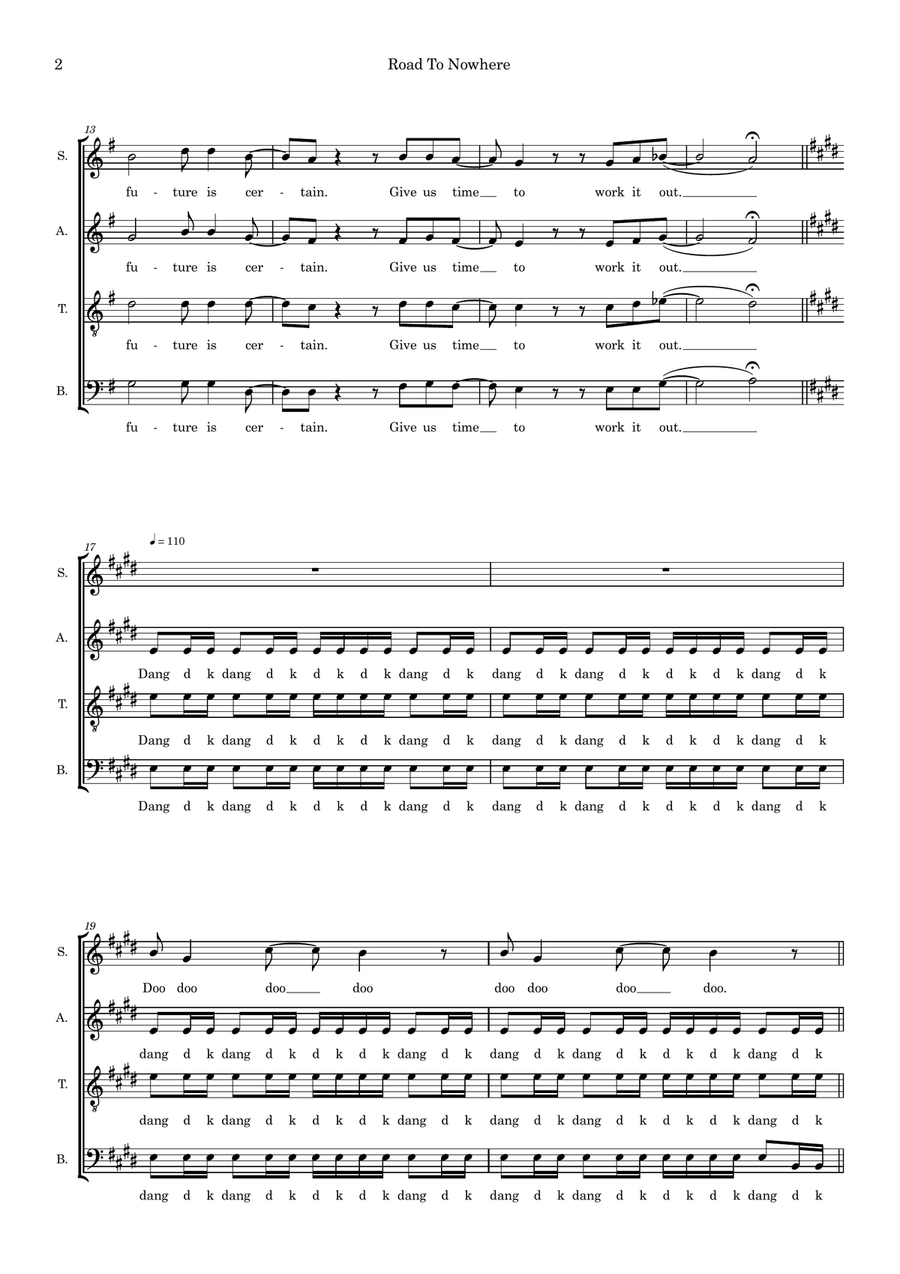 Road To Nowhere (arr. Ben See) 4-Part scores gallery preview page 2